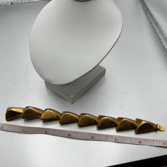 VTG Clara Studio Geometric Link Bracelet Fold-Over Insert Clasp 7" Long OOAK - Picture 4 of 11